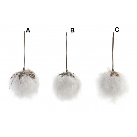Home and More - Ball decorative original soft touch to hang covered with hair and feathers Cotton World