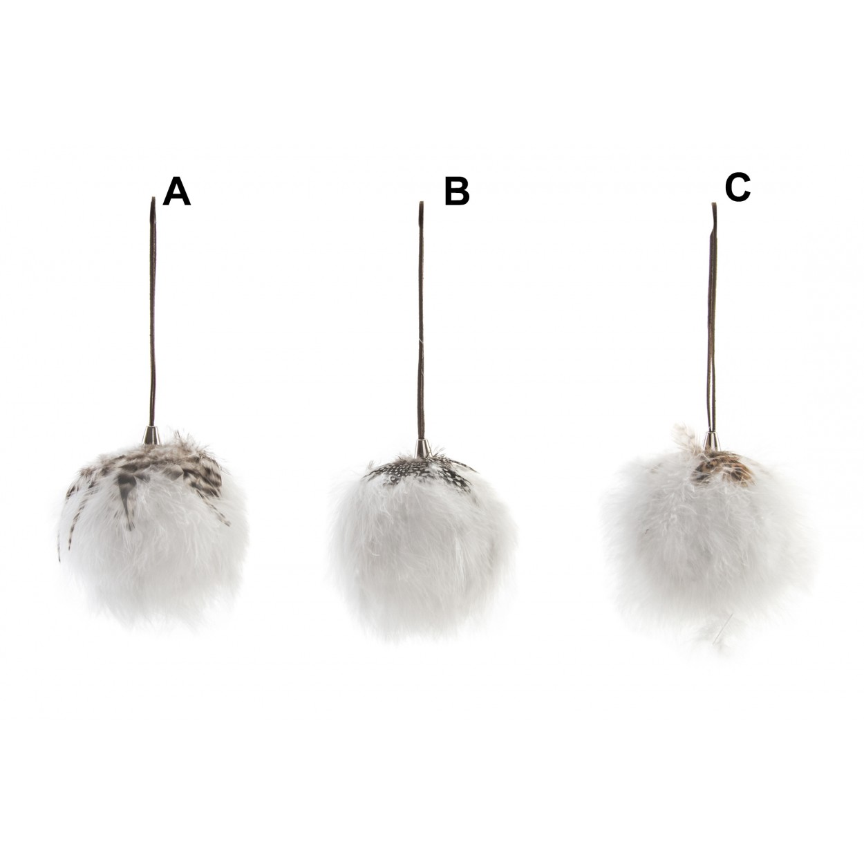 Home and More - Ball decorative original soft touch to hang covered with hair and feathers Cotton World