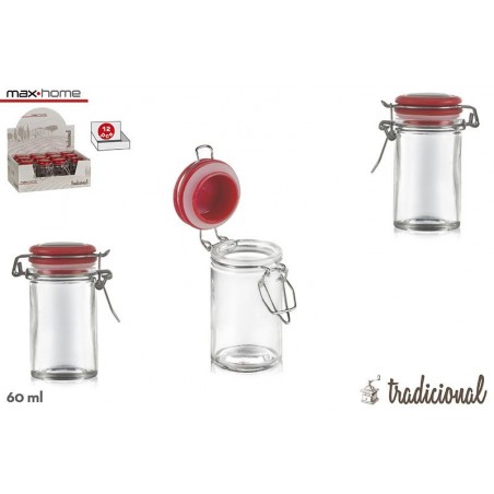 Home and More - airtight Jar Mini glass for practical storage with red cover Sweet Home