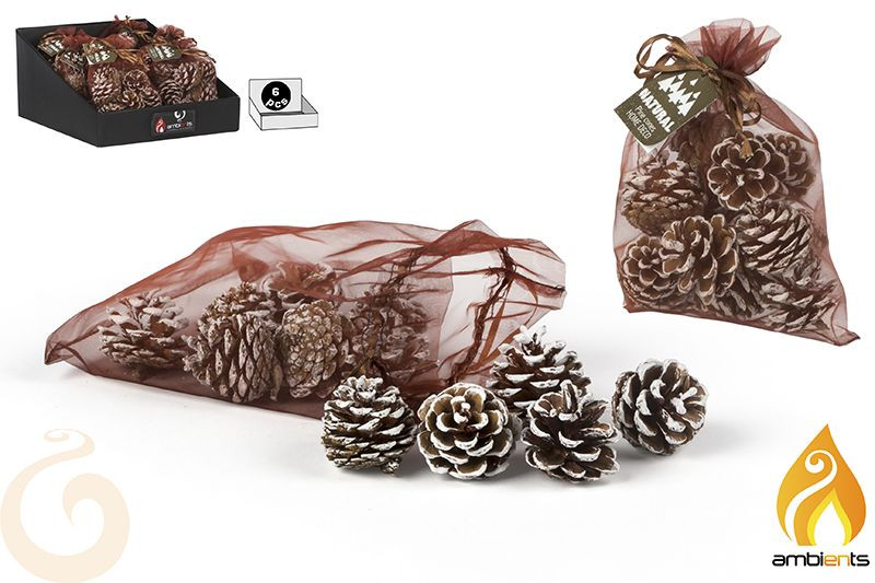 Hogar y Más - Piña Decorativa navideña con elegante detalle de nieve bolsa de 12 Happy Christmas