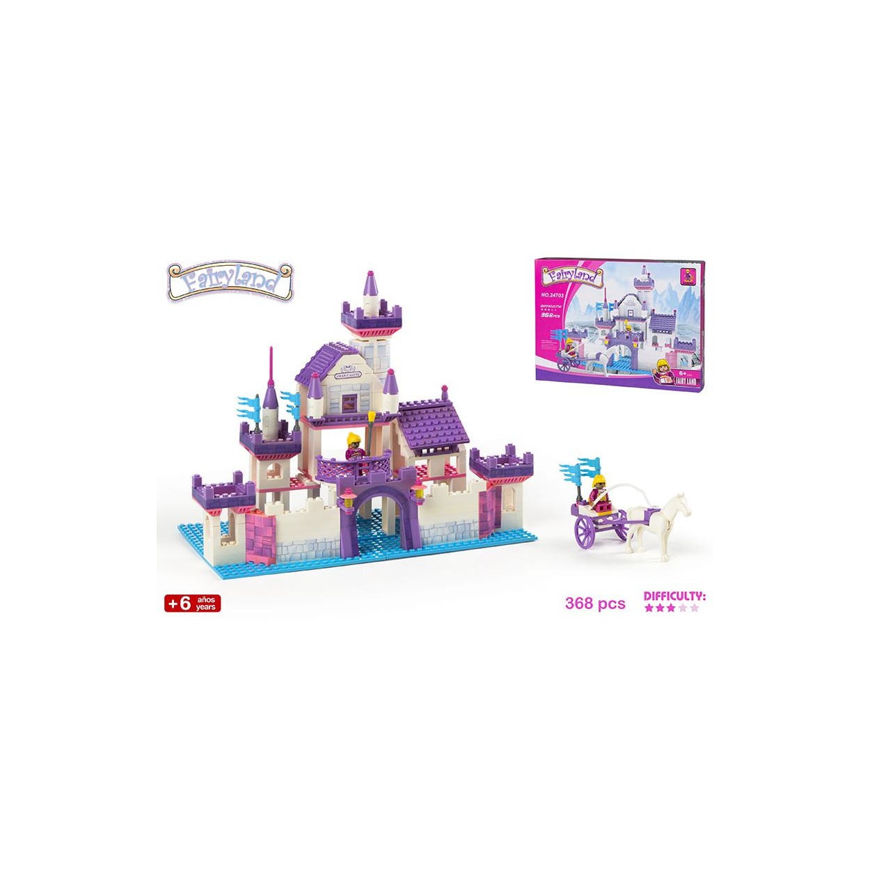 Casa e di Più - la costruzione del Castello delle principesse divertente gioco da tavolo in tonalità di viola e bianco paese