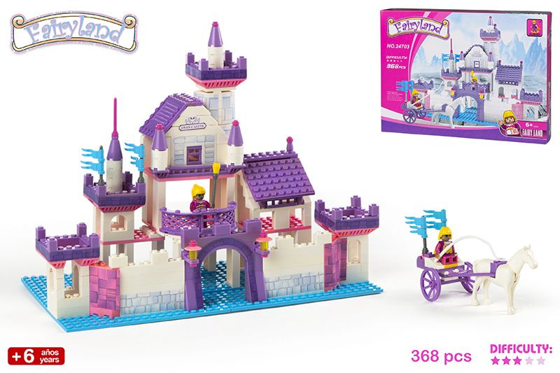 Casa e di Più - la costruzione del Castello delle principesse divertente gioco da tavolo in tonalità di viola e bianco paese