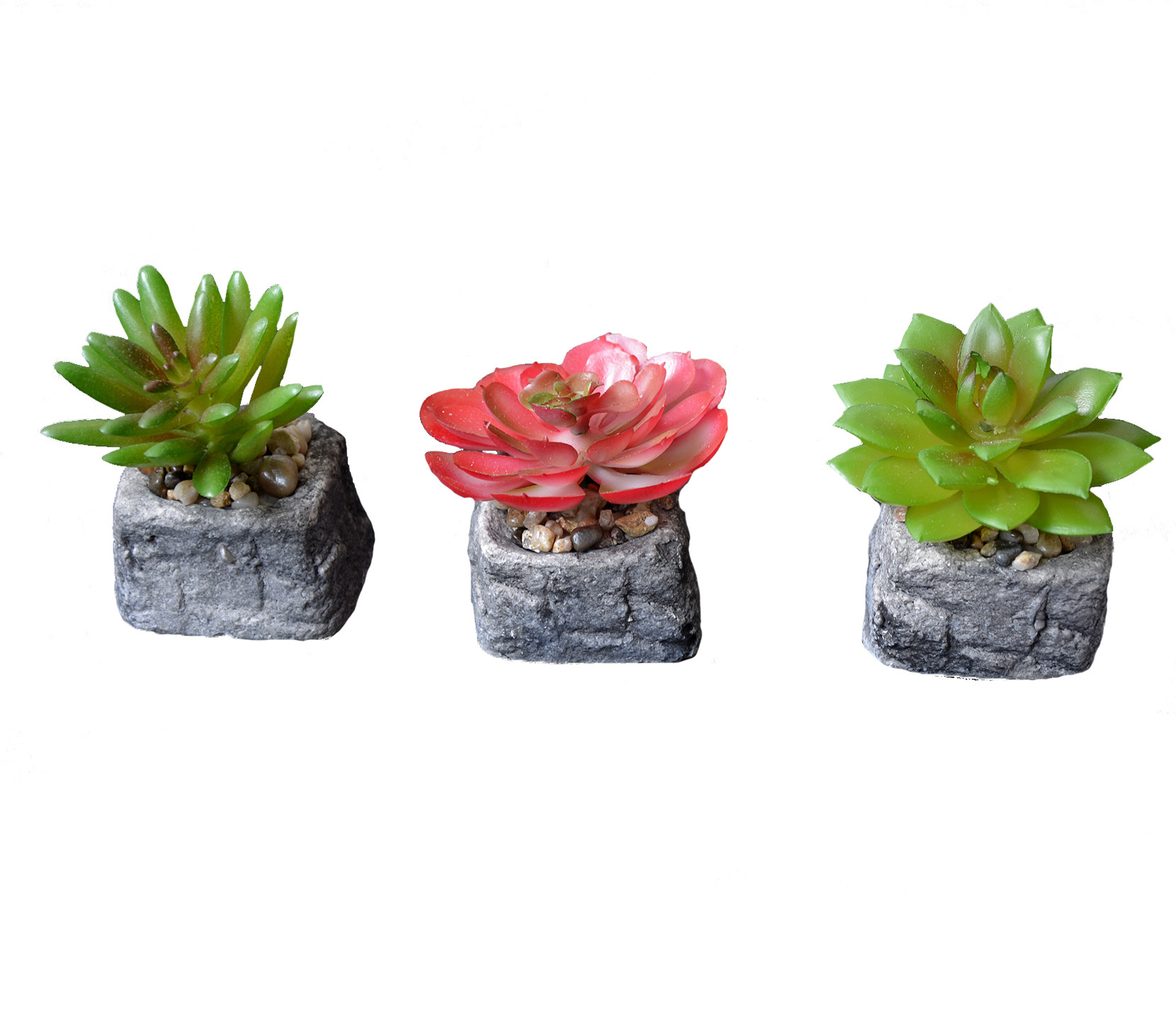Planta de Cactus artificial inspiradora con maceta de piedra natural en Set Estilo Zen. - Hogar y más