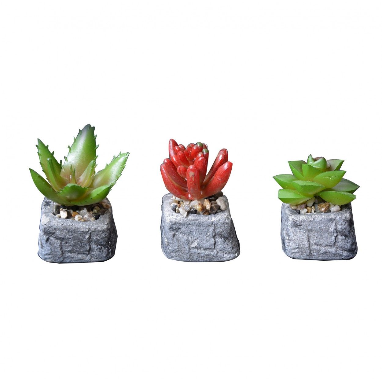 Cactus plant artificial inspiring with pot of natural stone on Set of the Zen Style. - Home and more
