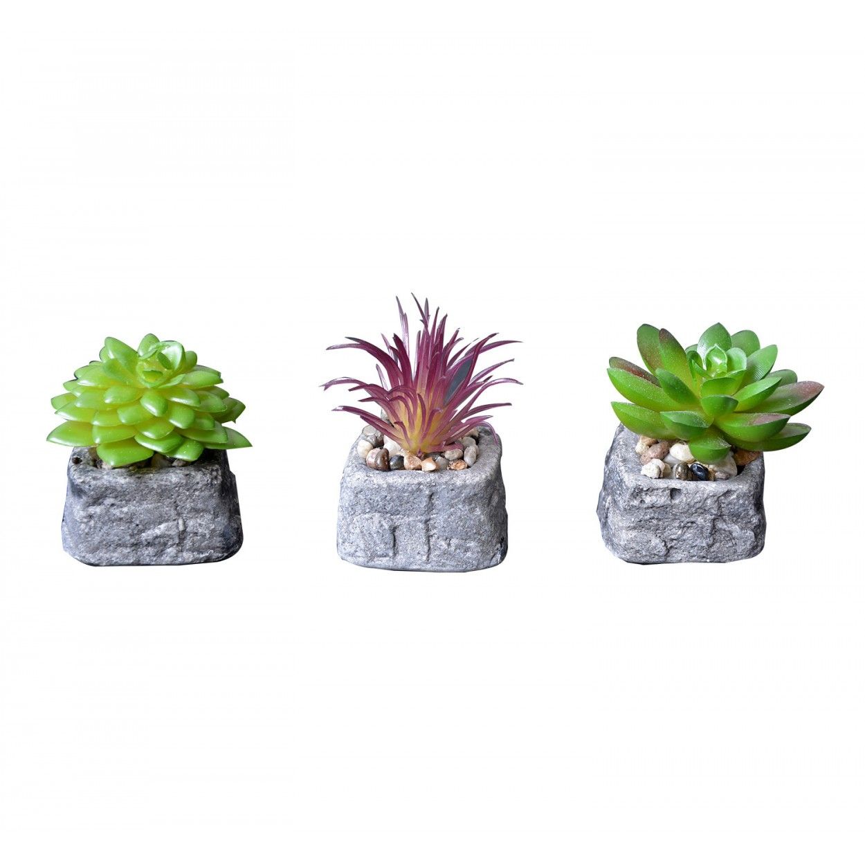 Planta de Cactus artificial inspiradora con maceta de piedra natural en Set Estilo Zen. - Hogar y más