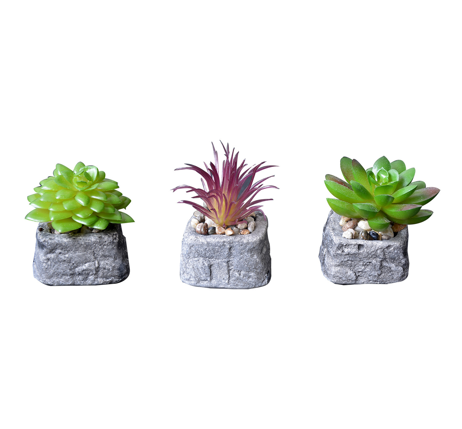 Cactus plant artificial inspiring with pot of natural stone on Set of the Zen Style. - Home and more