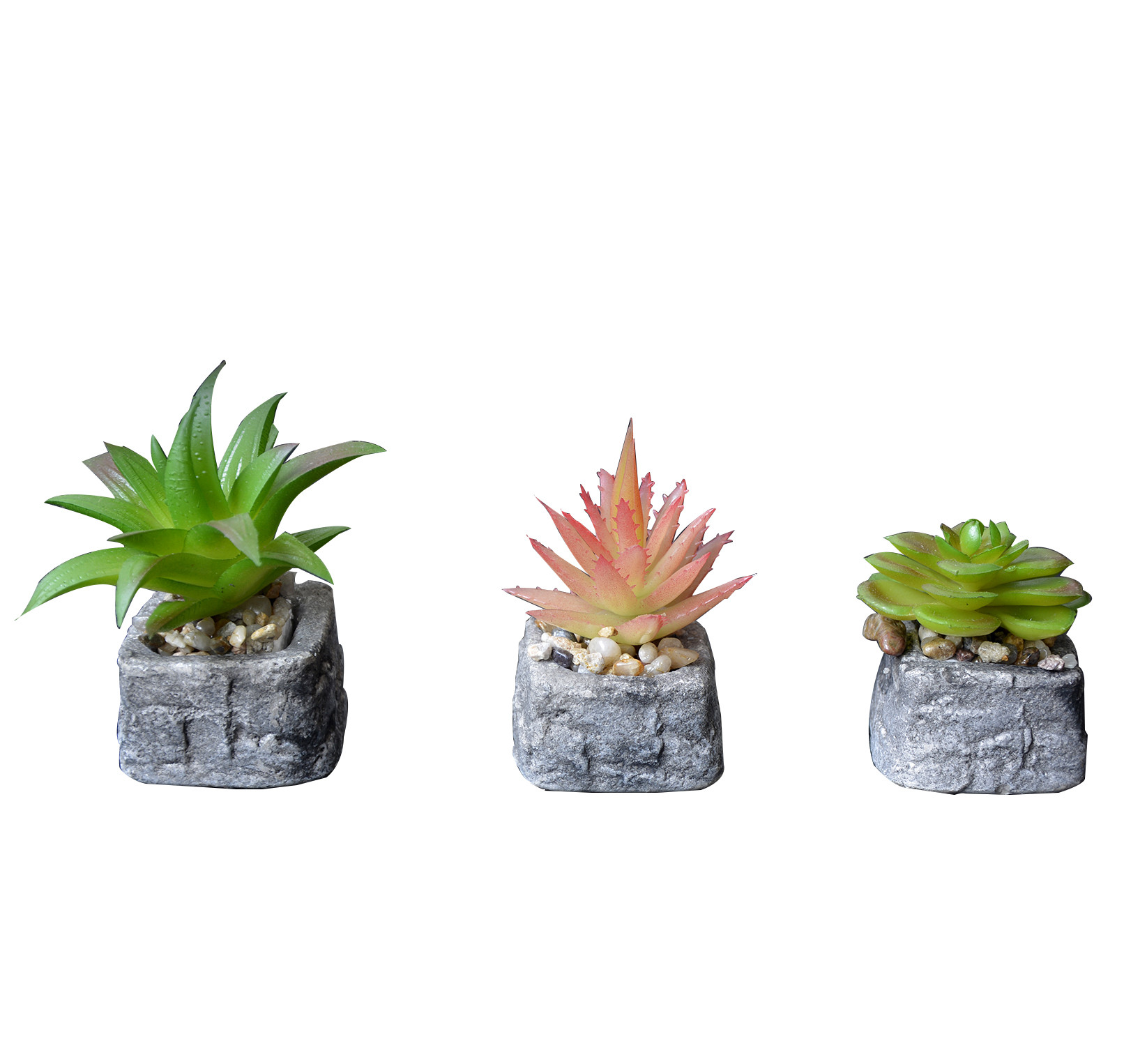 Planta de Cactus artificial inspiradora con maceta de piedra natural en Set Estilo Zen. - Hogar y más