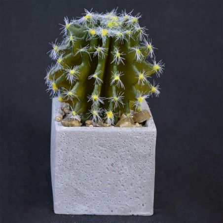 Cactus artificiel réaliste avec un pot de pierre naturelle, Ensemble de 2 Style Naturel. - La maison et plus