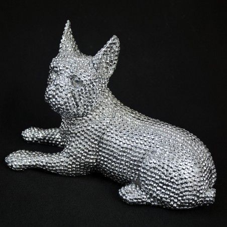 Figura de Perro original y elegante en color plateado Bull Dog  Edición Deluxe- Hogar y Más