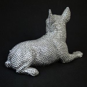 Figura de Perro original y elegante en color plateado Bull Dog  Edición Deluxe- Hogar y Más