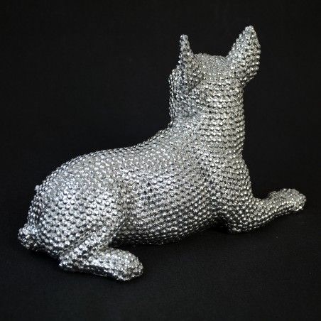 Figura de Perro original y elegante en color plateado Bull Dog  Edición Deluxe- Hogar y Más