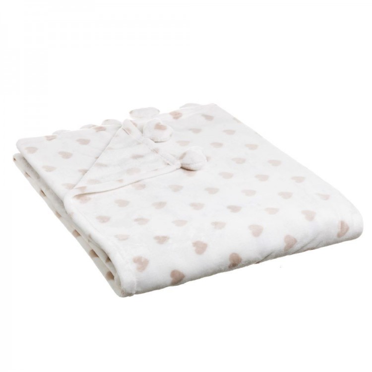 Coperta divano caldo e piacevole di flanella Beige con fantasia di cuori, l'Amore per la Casa e di Più