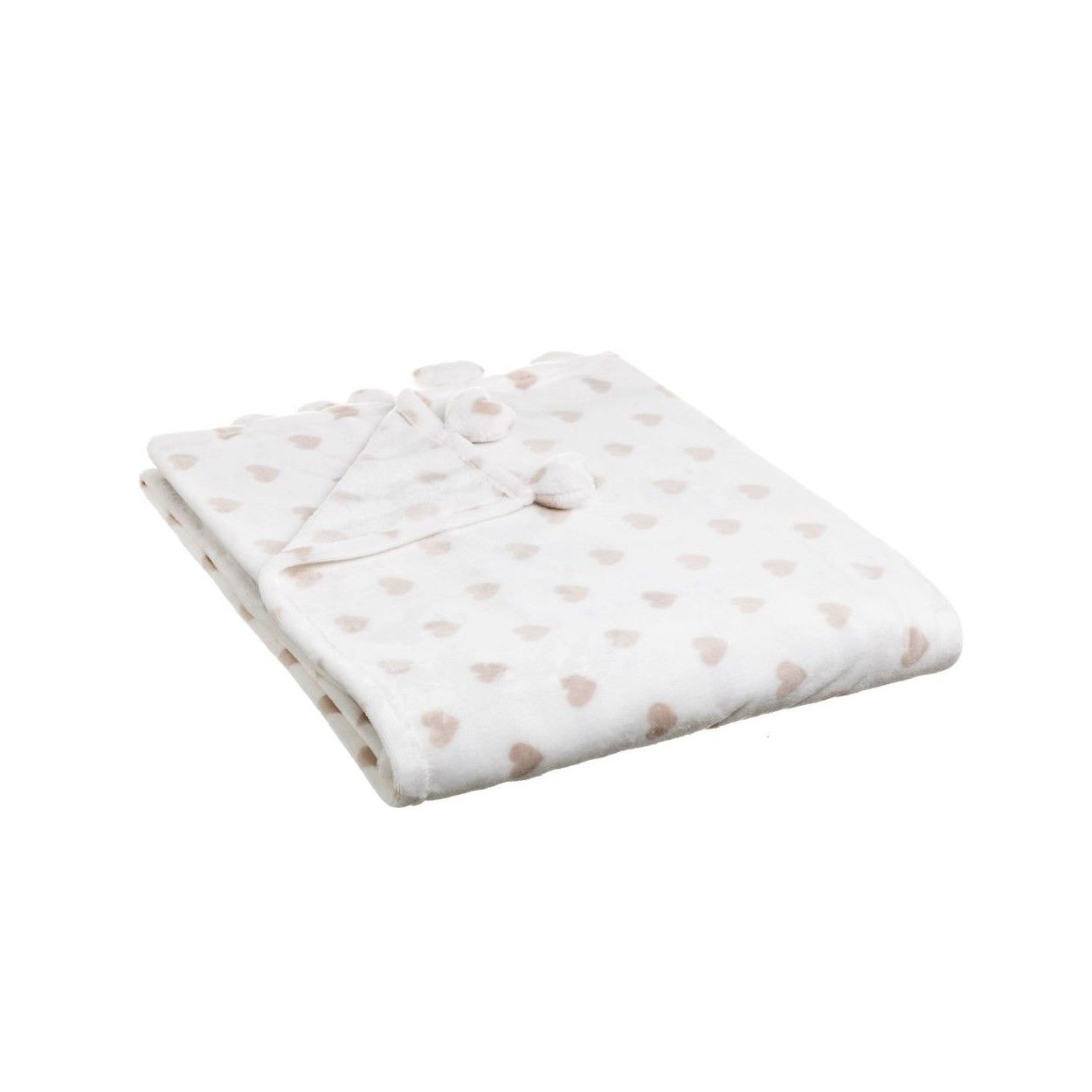 Blanket sofa warm and nice flannel Beige with patterned hearts, Love - Home and More