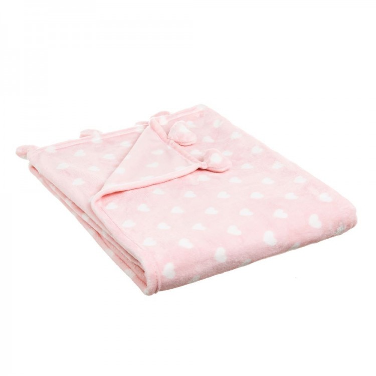 Couverture canapé chaud et agréable en flanelle Rose à motifs de coeurs, de l'Amour - Maison et Plus