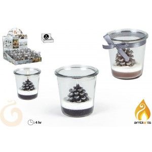 Bougie pomme de pin de noël nevada avec des paillettes Joyeux Noël - la Maison et Plus