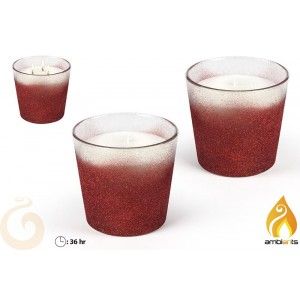 Bougie de noël en verre de cristal avec des paillettes rouge Edition de Noël - la Maison et Plus