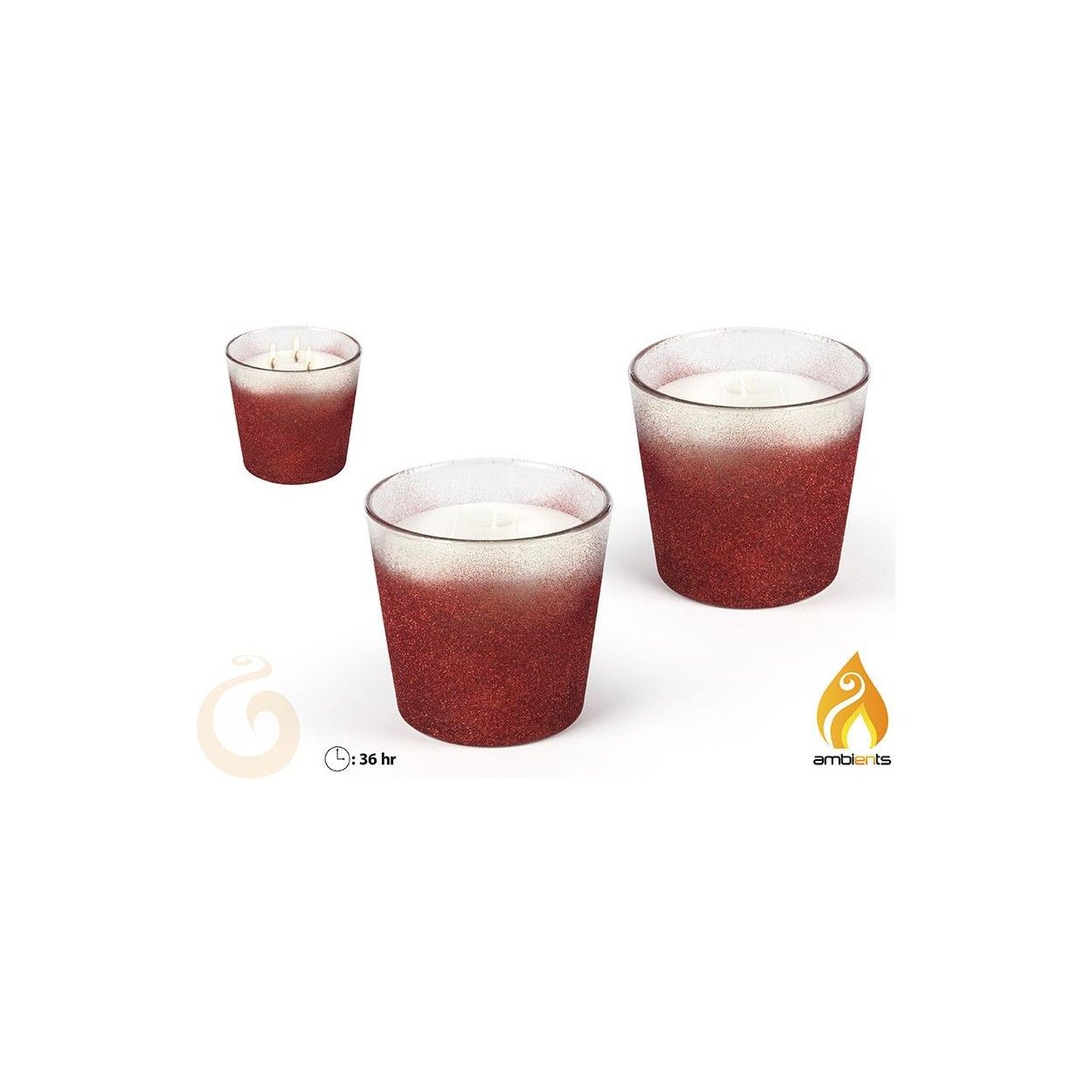 Vela navideña de cristal en vaso con purpurina de color rojo Edición Christmas - Hogar y Mas