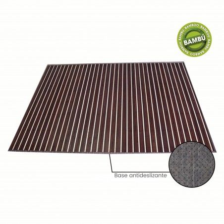 Tappeto in bamboo naturale colore Noce con Linee di Crema , Casa e altro ancora