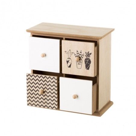 Cajonera con 4 cajones con diseño étnico - Hogar y más