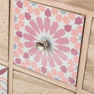 Commode à 6 tiroirs et ethniques design de couleur rose - Maison et plus
