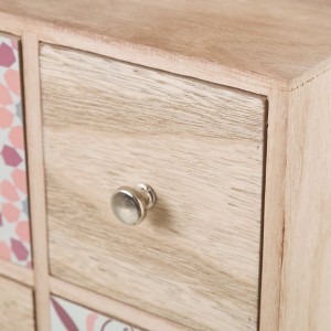 Cajonera con 6 cajones y diseño étnico en color rosa - Hogar y más