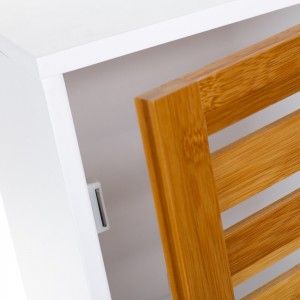 Meubles de mur blanc avec porte en bambou naturel. Naturelle design - Maison et plus