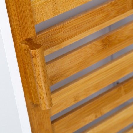 Furniture of white wall with door in natural bamboo. Natural design - Home and more