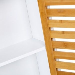 Meubles de mur blanc avec porte en bambou naturel. Naturelle design - Maison et plus