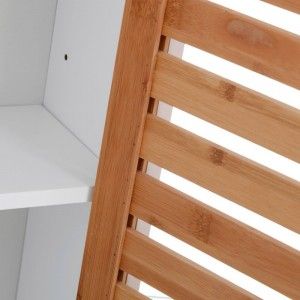 Furniture of white wall with door in natural bamboo. Natural design - Home and more