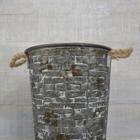 Vase en Métal avec Poignées métalliques gris avec effet usé design Rustique. La maison et Plus.