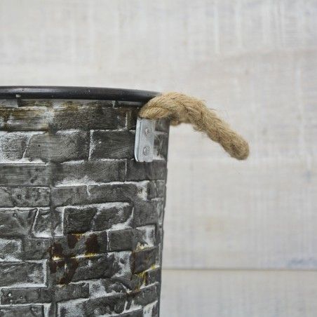 Vase en Métal avec Poignées métalliques gris avec effet usé design Rustique. La maison et Plus.