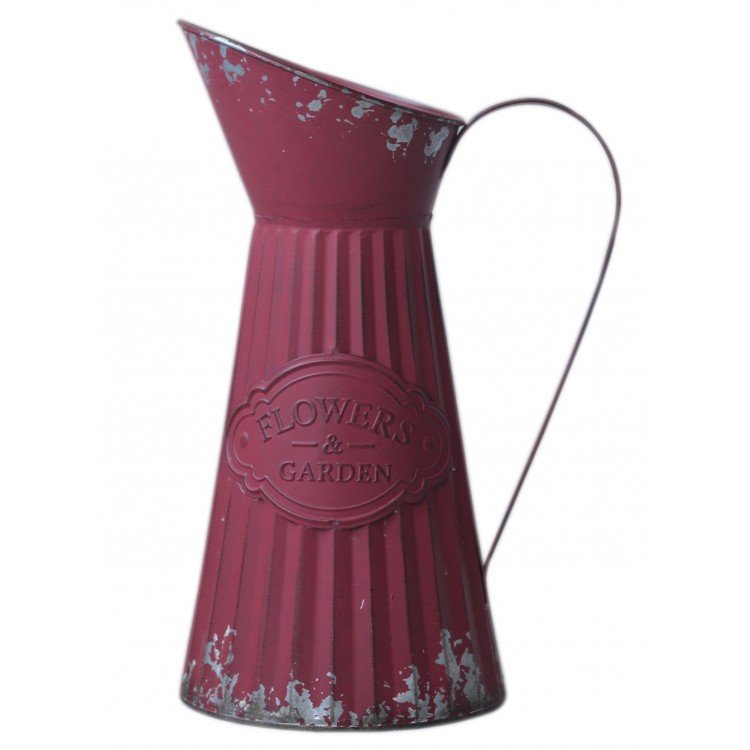 Jug Watering can decorative metal Vintage red Flowers & Garden