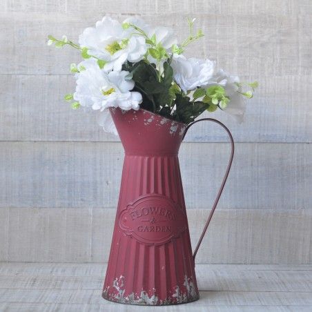 Cruche arrosoir décoratif en métal Vintage rouge Fleurs & Jardin