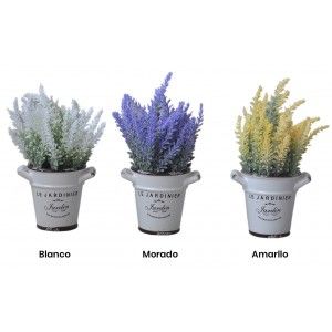 Plantes artificielles lavande d'origine avec pot en céramique en 3 couleurs Flower Power - Maison et plus