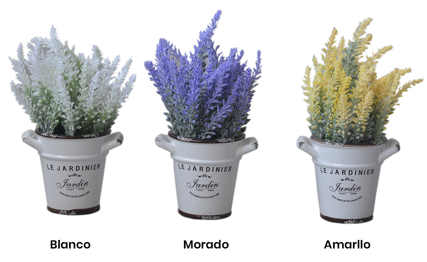 Plantes artificielles lavande d'origine avec pot en céramique en 3 couleurs Flower Power - Maison et plus