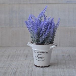 Plantes artificielles lavande d'origine avec pot en céramique en 3 couleurs Flower Power - Maison et plus