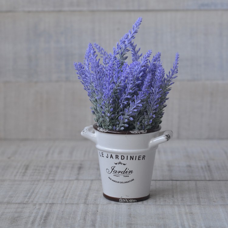 Plantes artificielles lavande d'origine avec pot en céramique en 3 couleurs Flower Power - Maison et plus