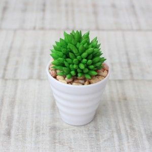 Cactus artificial para decoración con maceta blanca  - Pack de 3 - Diseño Moderno - Hogar y más