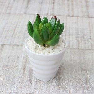 Cactus artificial para decoración con maceta blanca  - Pack de 3 - Diseño Moderno - Hogar y más