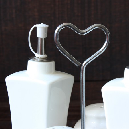 Olio Aceto moderno in ceramica e bambù naturale bianco per cucina - Moda - di-Vita Casa e di più