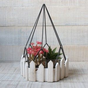 Cage decorative wrought metal and natural wood for decoration - Geometric Design - France - Home and More