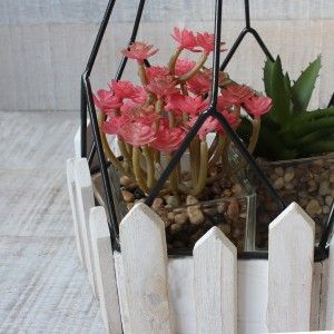 Cage decorative wrought metal and natural wood for decoration - Geometric Design - France - Home and More