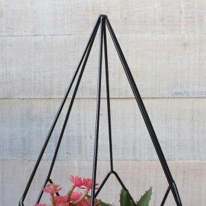 Jaula decorativa de metal forjado y madera natural para decoración - Diseño Geométrico - France - Hogar y Mas