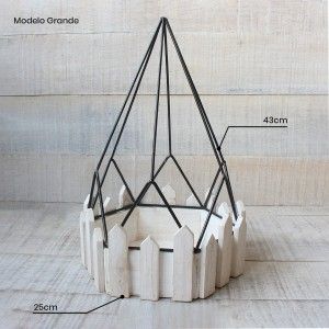 Cage decorative wrought metal and natural wood for decoration - Geometric Design - France - Home and More