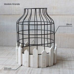 Cage decorative wrought metal and natural wood for decoration - Design-Circular - France - Home and More