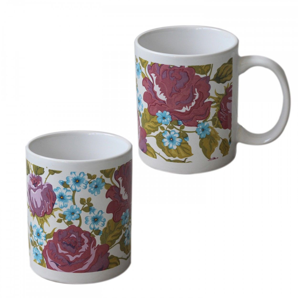 Coppa vintage fiori per la prima colazione. Disegno floreale. In ceramica con manico. Casa e altro ancora.