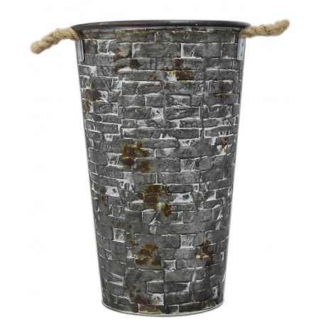Vase from Metal with Handles metallic gray with worn effect design Rustic. Home and More.