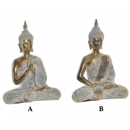 Figura de Buda dorado para decoración. Diseño Zen - Wabi Sabi- Hogar y más.