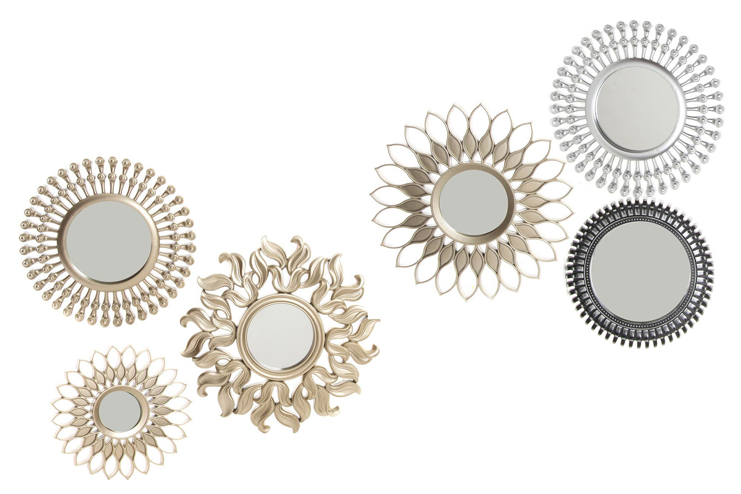 Circular mirror set of 3 pieces for decoration. Stylish design and fun . 35 x 35 cm - Home and more