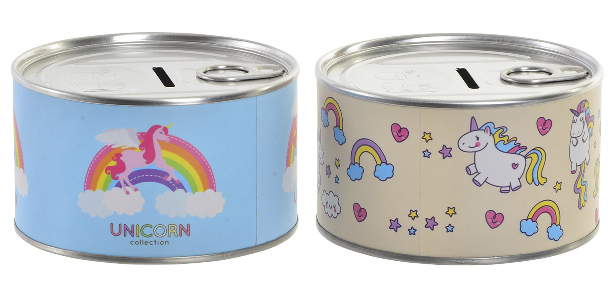 Piggy bank metal saving in the form of a tin with a drawing of a unicorn 10.5 x 6 cm - Home and more